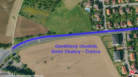 Trnitá cesta k chodníku Dolní Chabry – Čimice